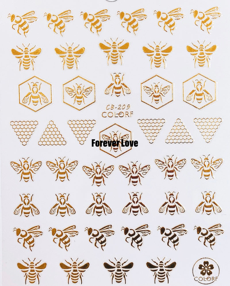 Forever Love Nail Art Stickers Decals Bees