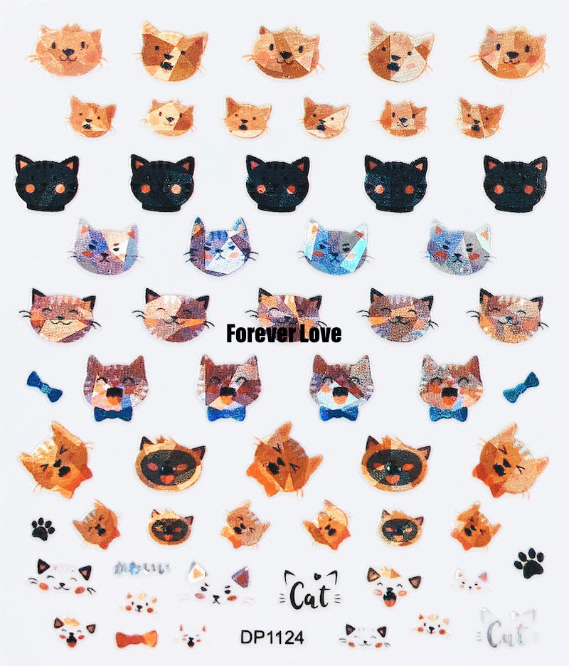 Forever Love Nail Art Stickers Decals Cats
