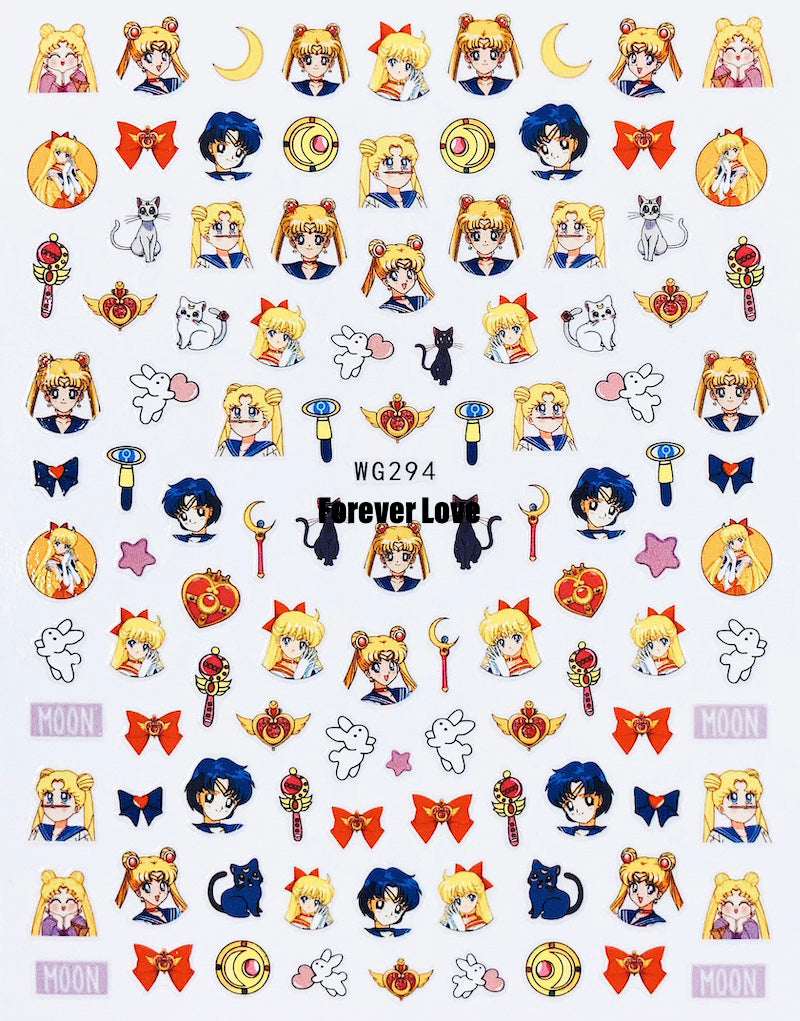 Forever Love Nail Art Stickers Decals Sailor Moon