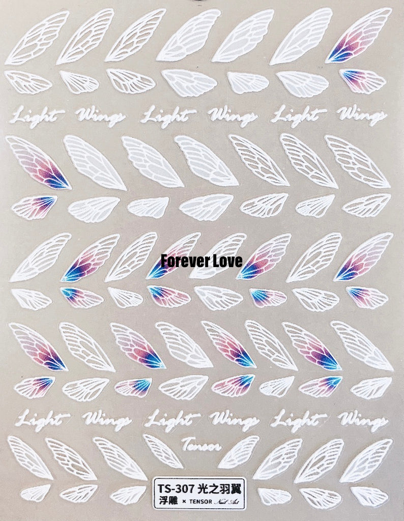 Sticker 047 - Forever Love Nail Art Stickers Decals Butterflies