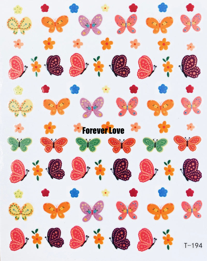 Sticker 048 - Forever Love Nail Art Stickers Decals Butterflies