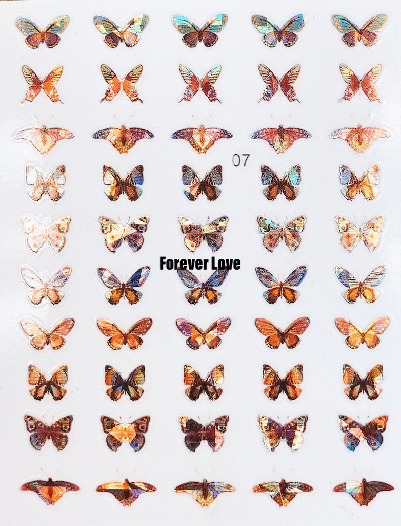 Forever Love Nail Art Stickers Decals Butterflies