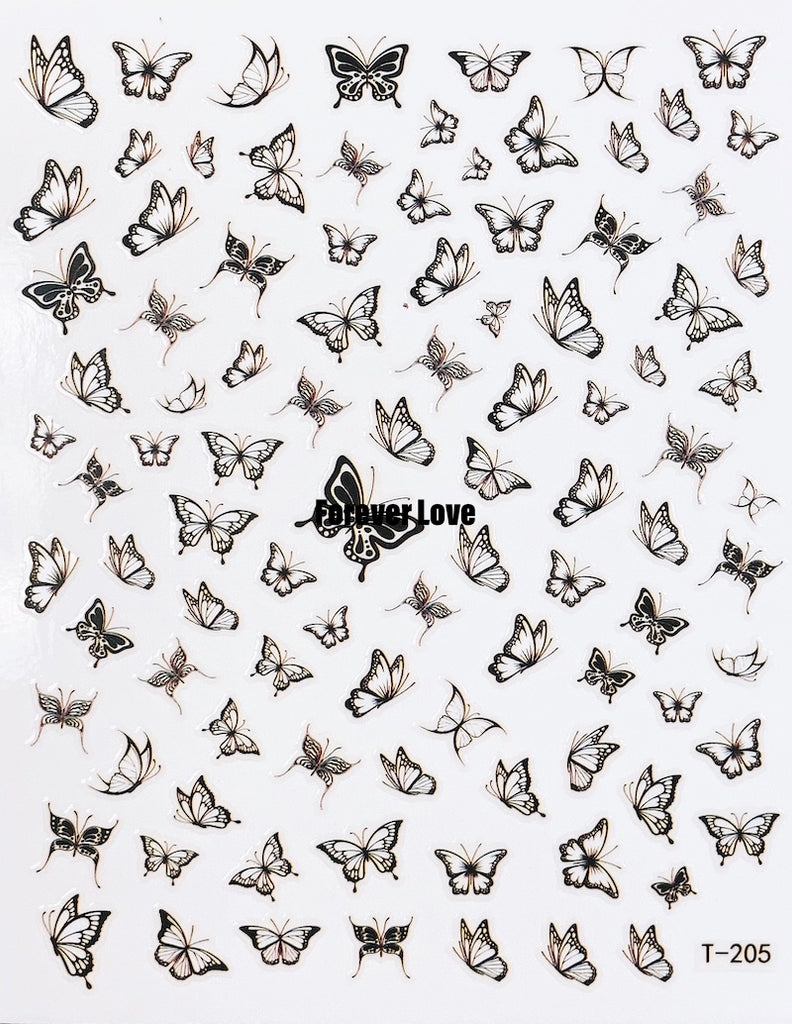 Forever Love Nail Art Stickers Decals Butterflies