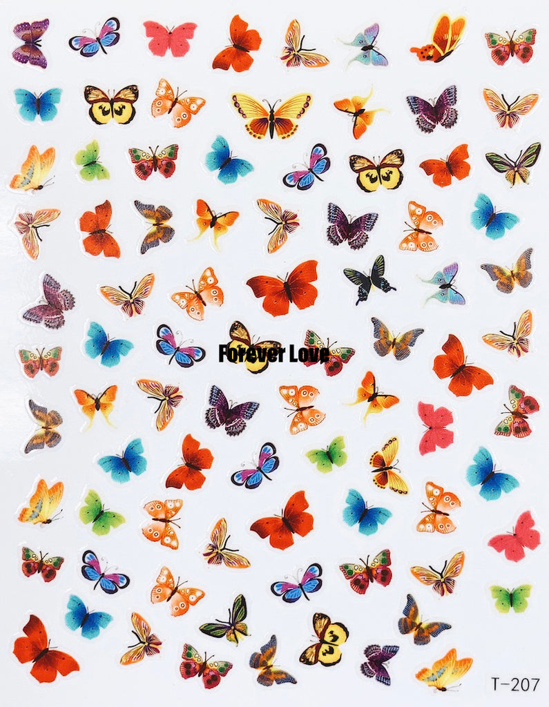 Forever Love Nail Art Stickers Decals Butterflies