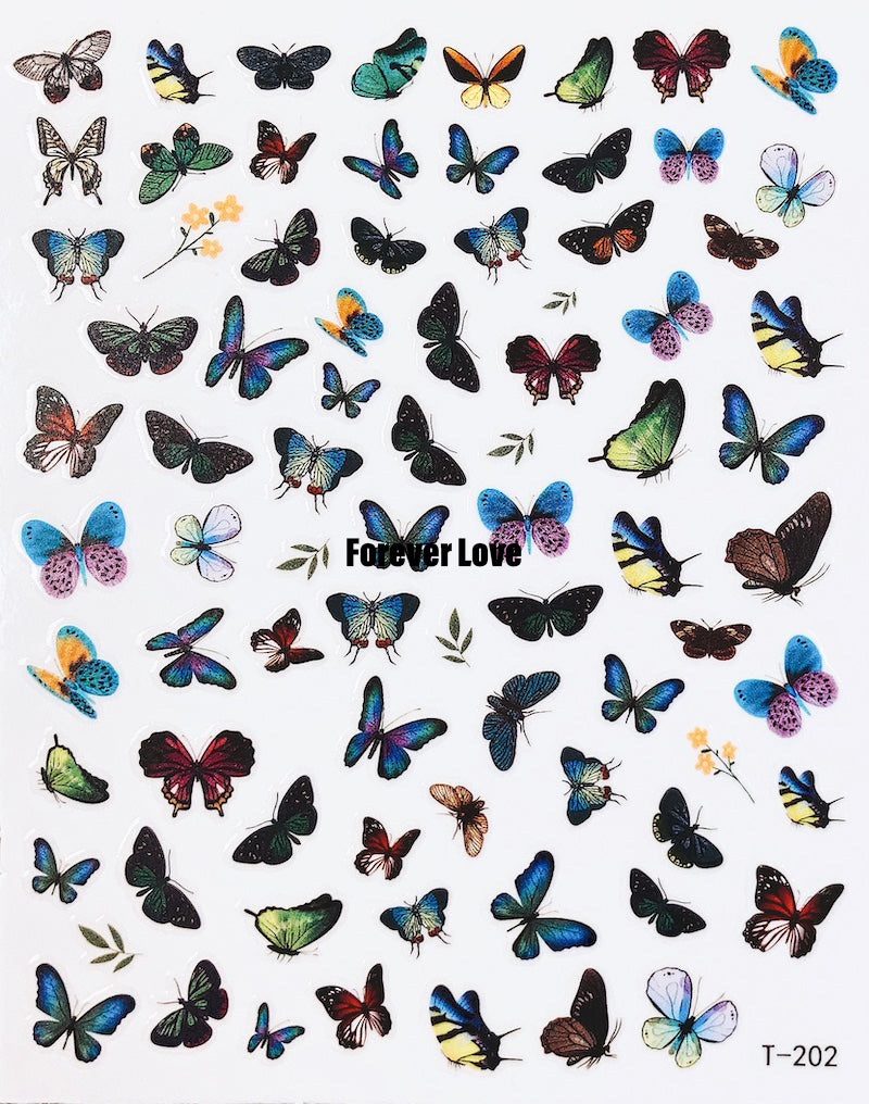 Forever Love Nail Art Stickers Decals Butterflies