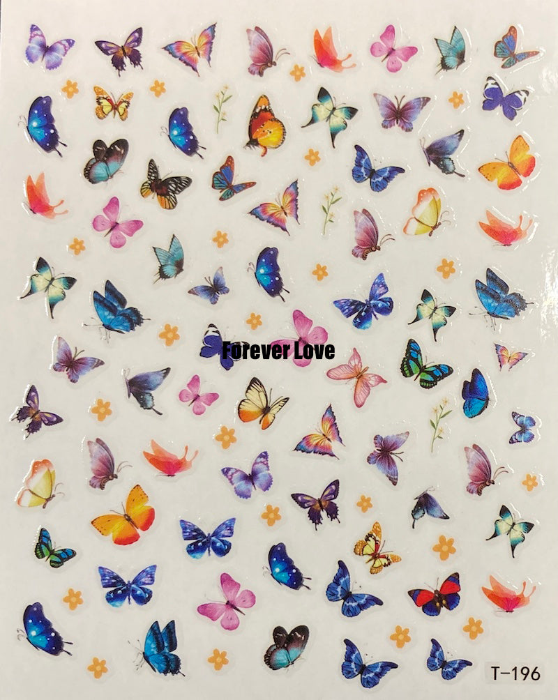 Forever Love Nail Art Stickers Decals Butterflies