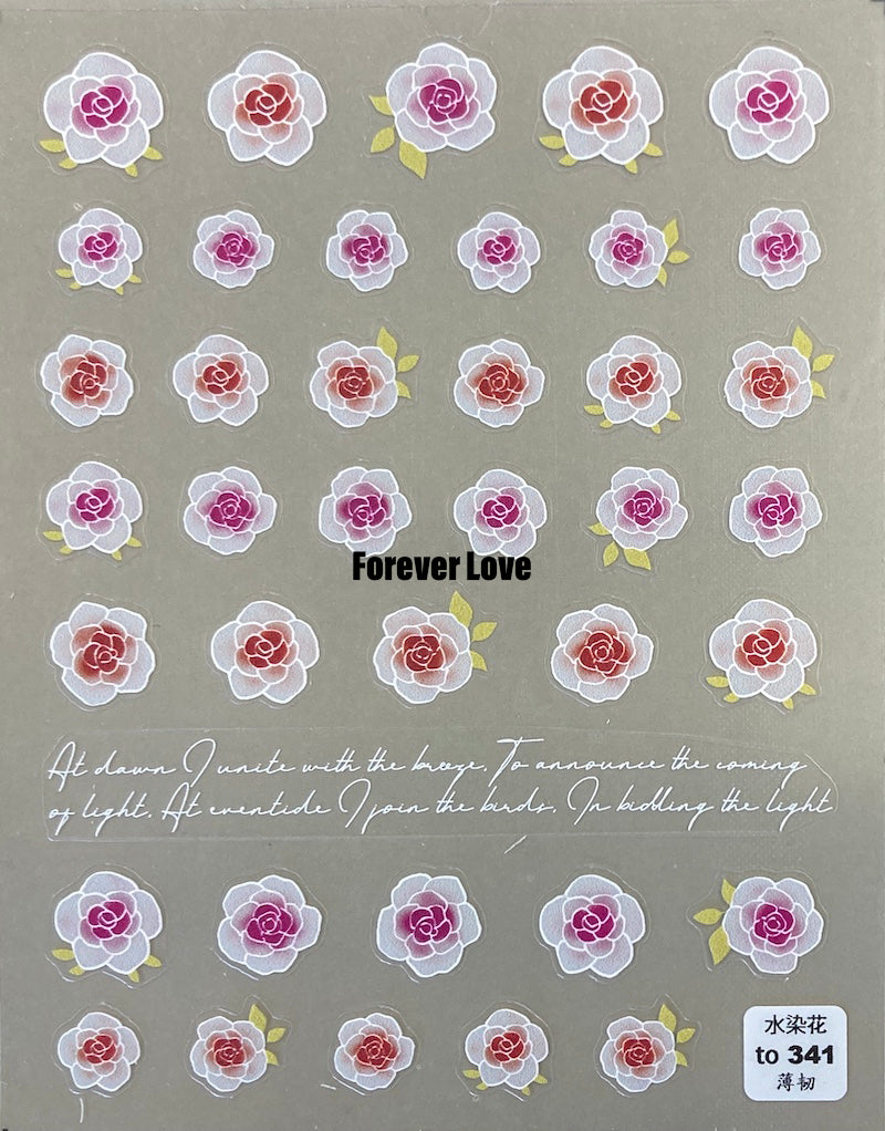 Forever Love Nail Art Stickers Decals Flowers