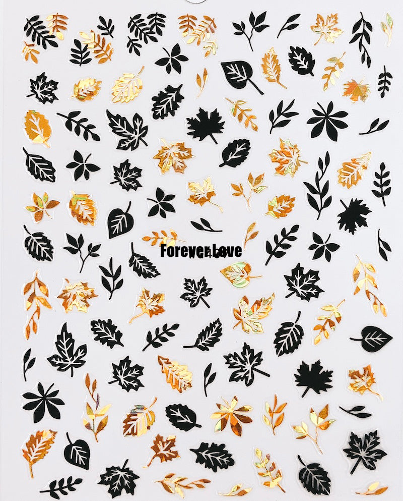 Forever Love Nail Art Stickers Decals Autumn Fall Leaves