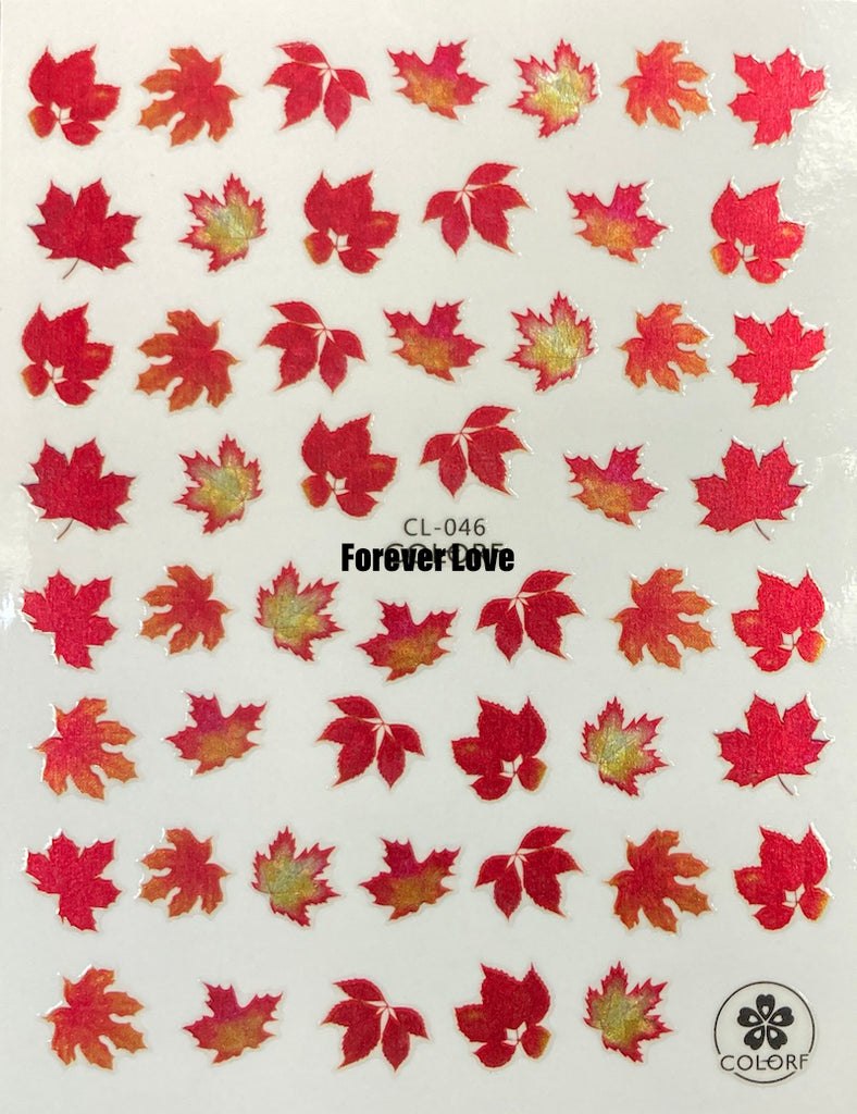 Forever Love Nail Art Stickers Decals Autumn Fall Leaves