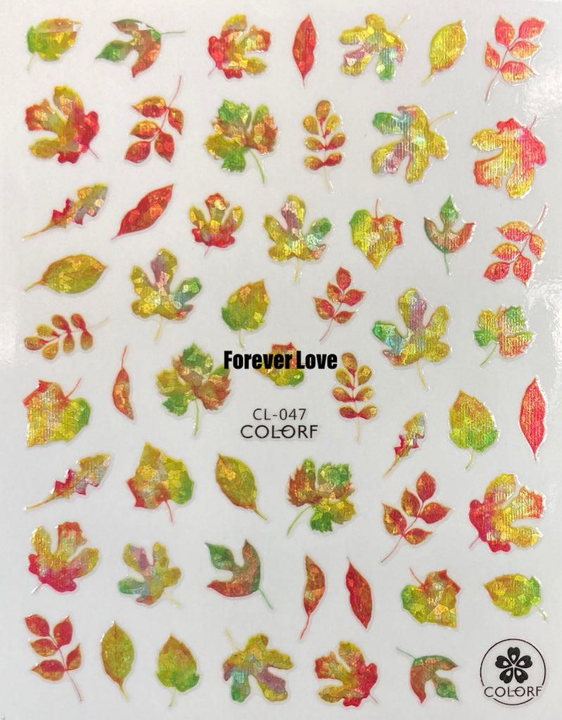 Forever Love Nail Art Stickers Decals Autumn Fall Leaves