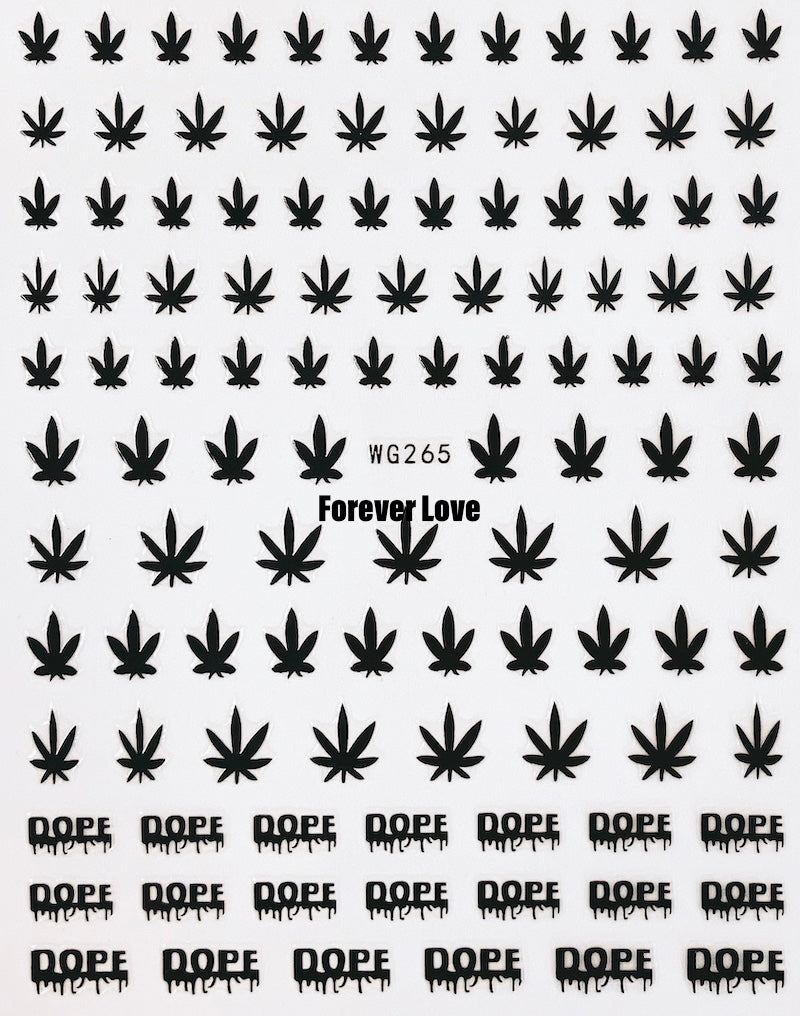 Forever Love Nail Art Stickers Decals Weed Marijuana Cannabis