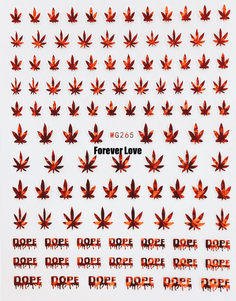 Forever Love Nail Art Stickers Decals Weed Marijuana Cannabis