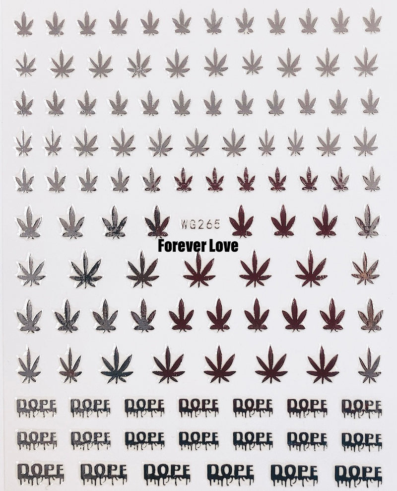 Forever Love Nail Art Stickers Decals Weed Marijuana Cannabis