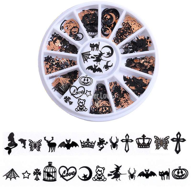 Forever Love Nail Art Charms Halloween Cross Wheel Design Decorations