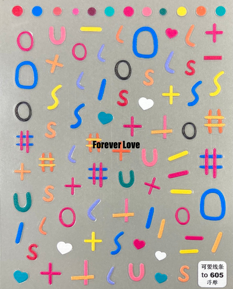 Forever Love Nail Art Stickers Decals Alphabet Letters