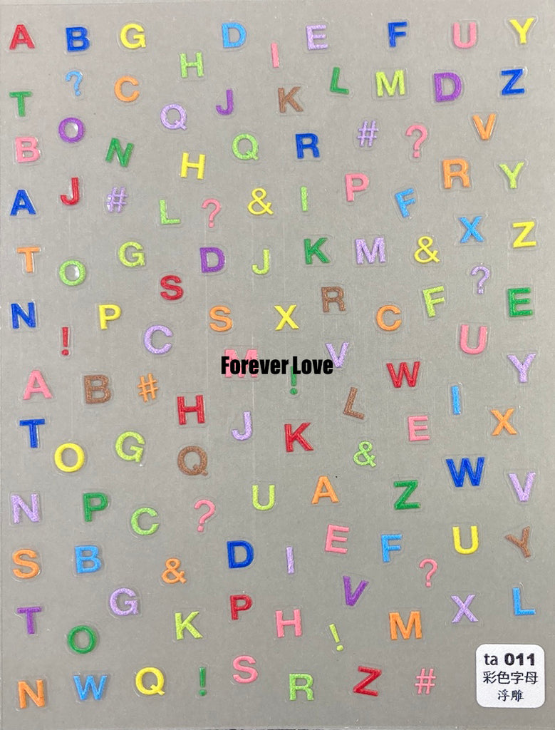 Forever Love Nail Art Stickers Decals Alphabet Letters