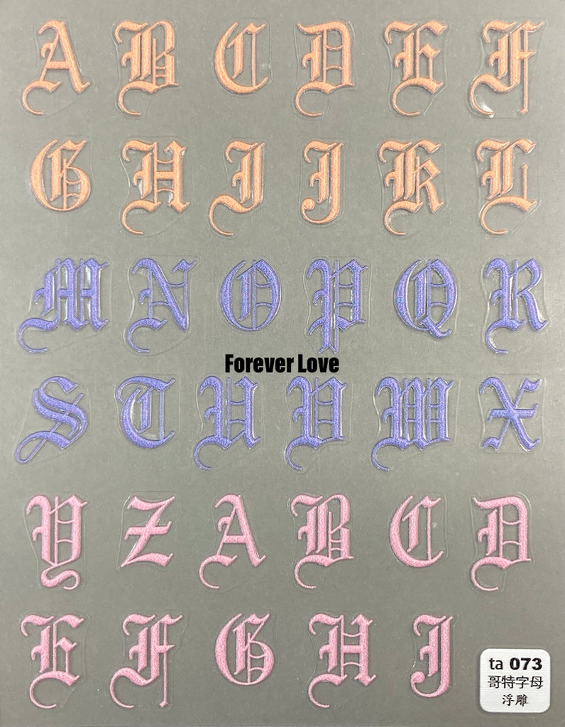 Forever Love Nail Art Stickers Decals Old English Letters