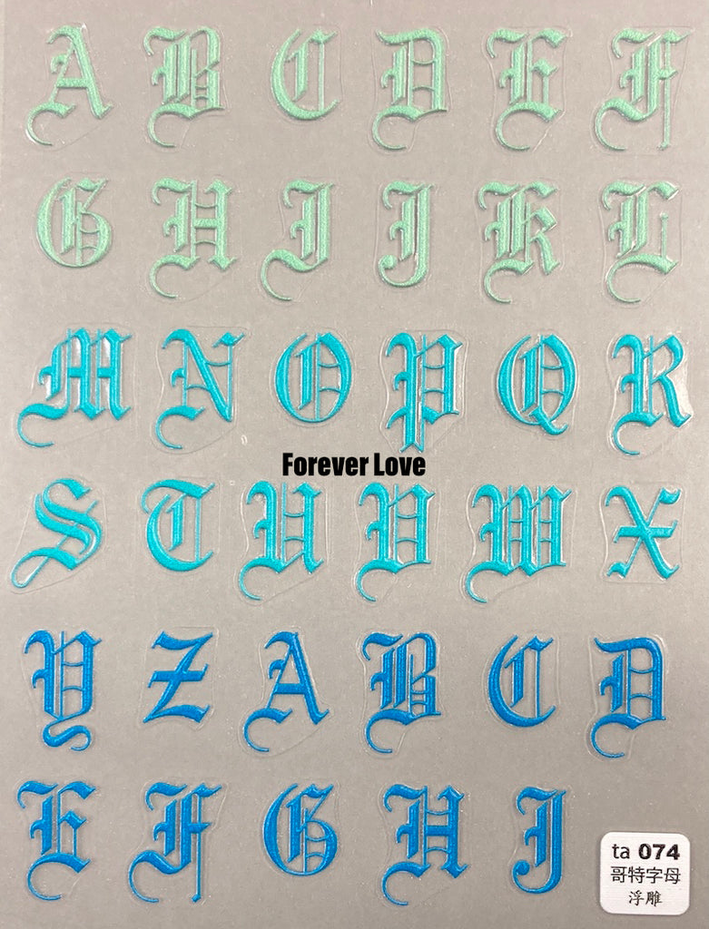 Forever Love Nail Art Stickers Decals Old English Letters