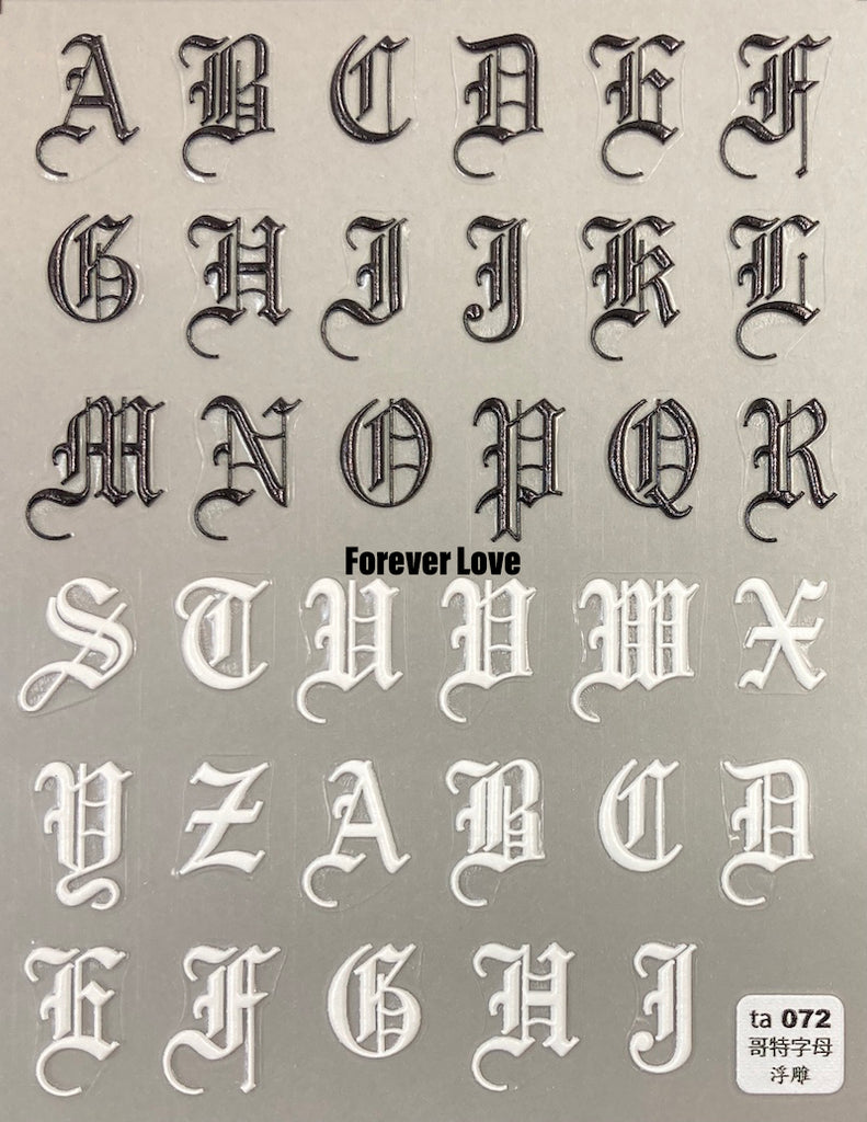 Forever Love Nail Art Stickers Decals Old English Letters