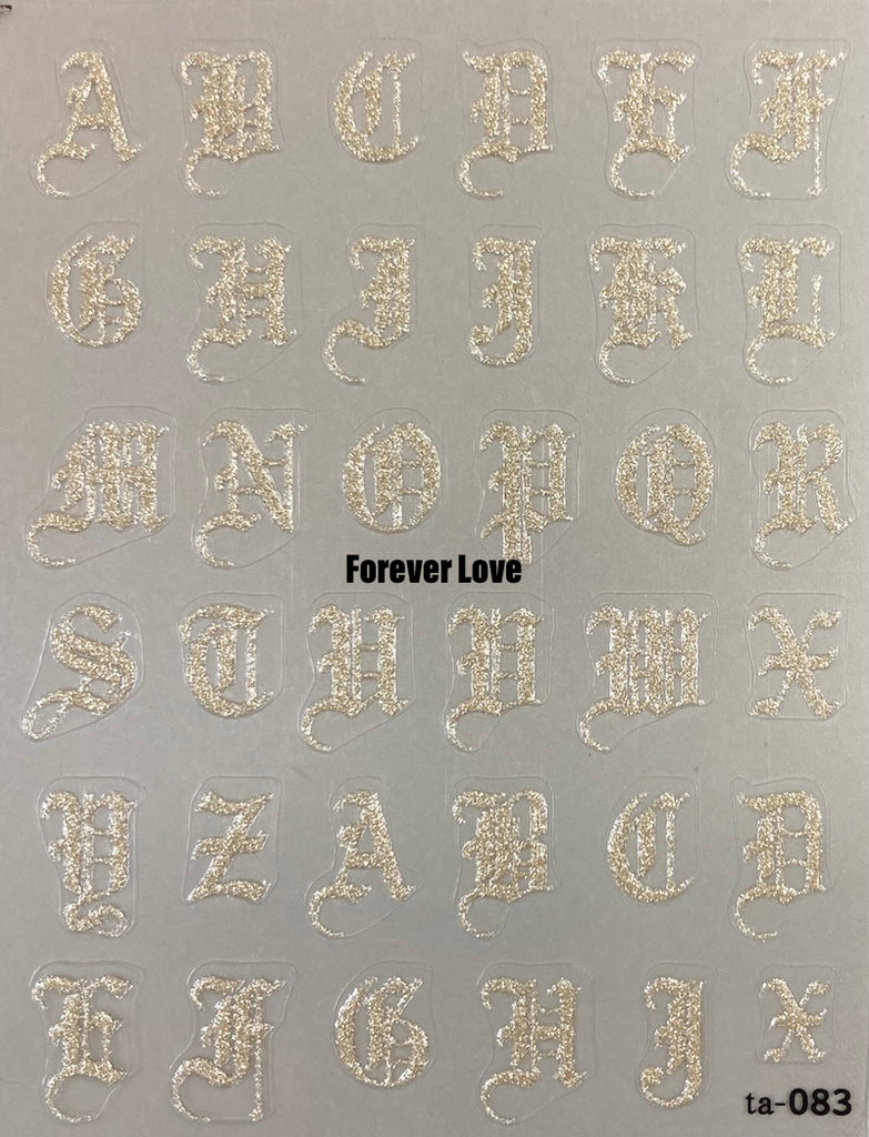 Forever Love Nail Art Stickers Decals Old English Letters