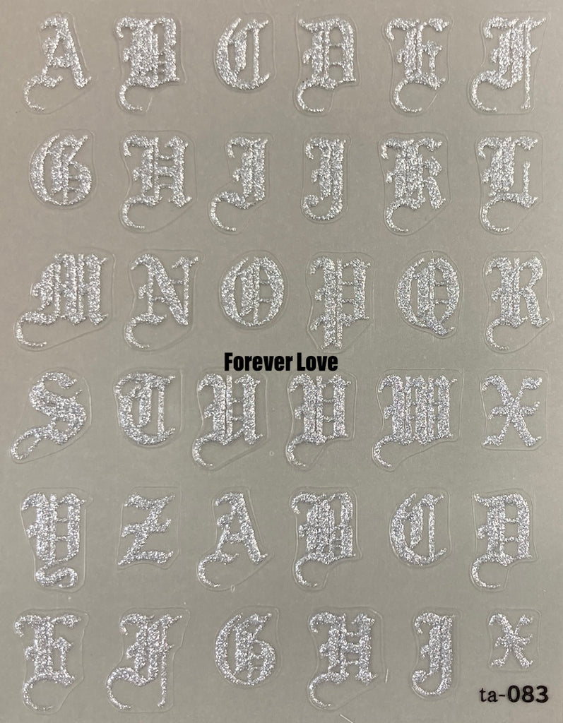 Forever Love Nail Art Stickers Decals Old English Letters