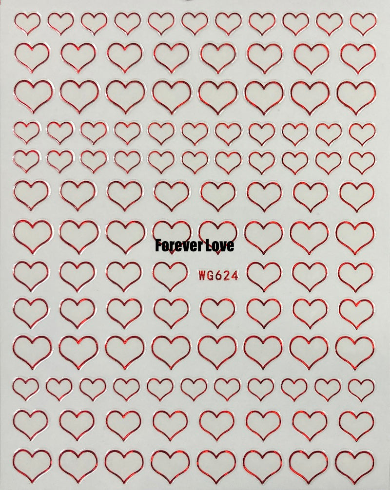 Forever Love Nail Art Stickers Decals Hearts