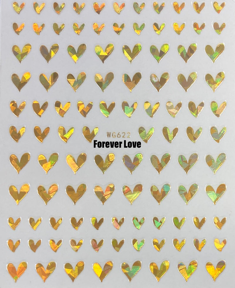 Forever Love Nail Art Stickers Decals Hearts