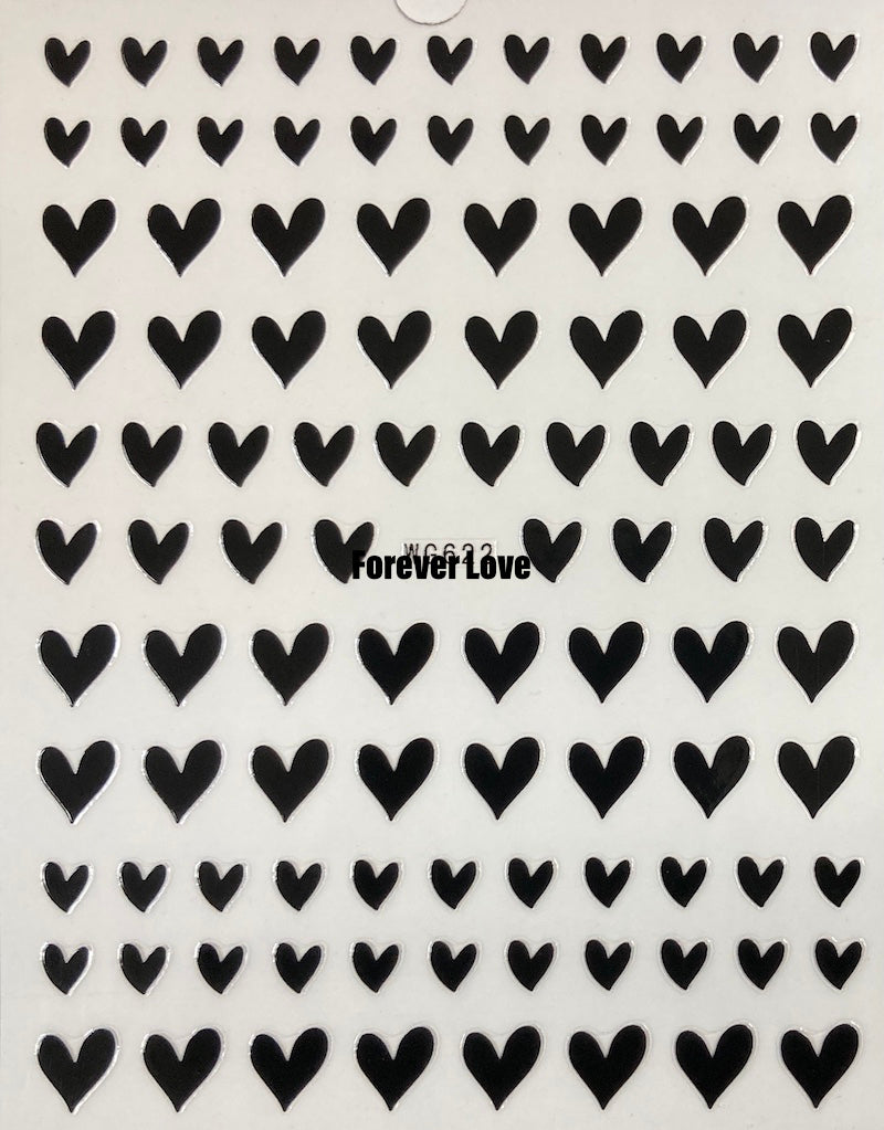 Forever Love Nail Art Stickers Decals Hearts