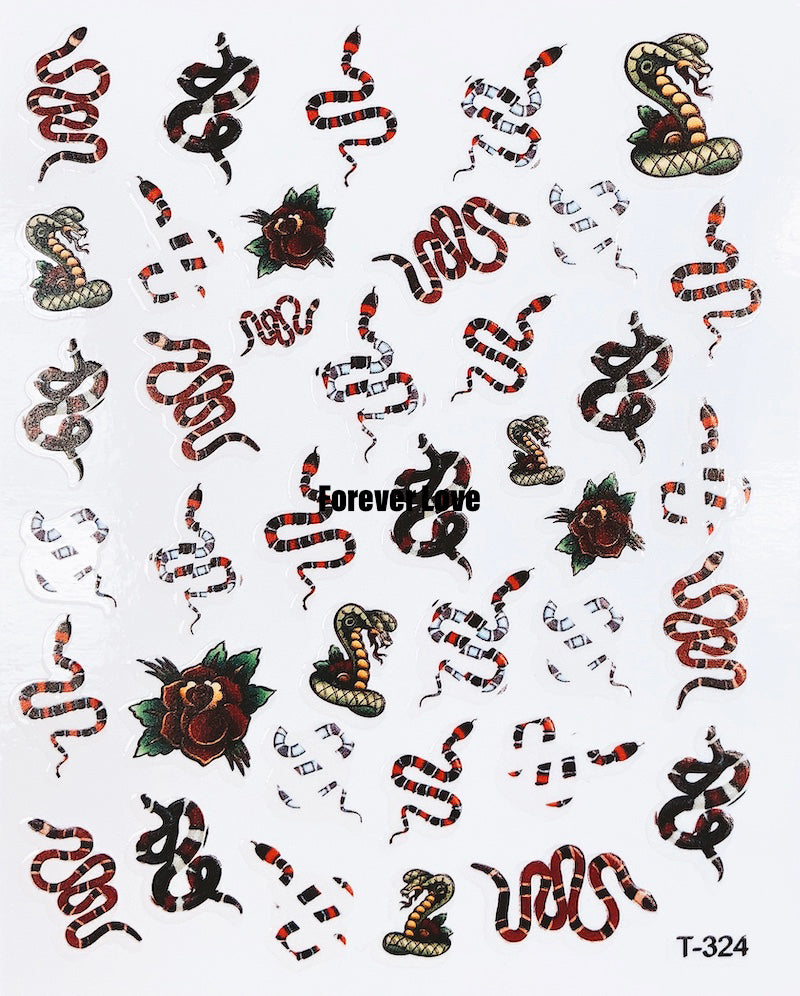 Forever Love Nail Art Stickers Decals Snakes