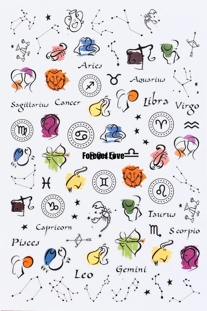 Forever Love Nail Art Stickers Decals Zodiac