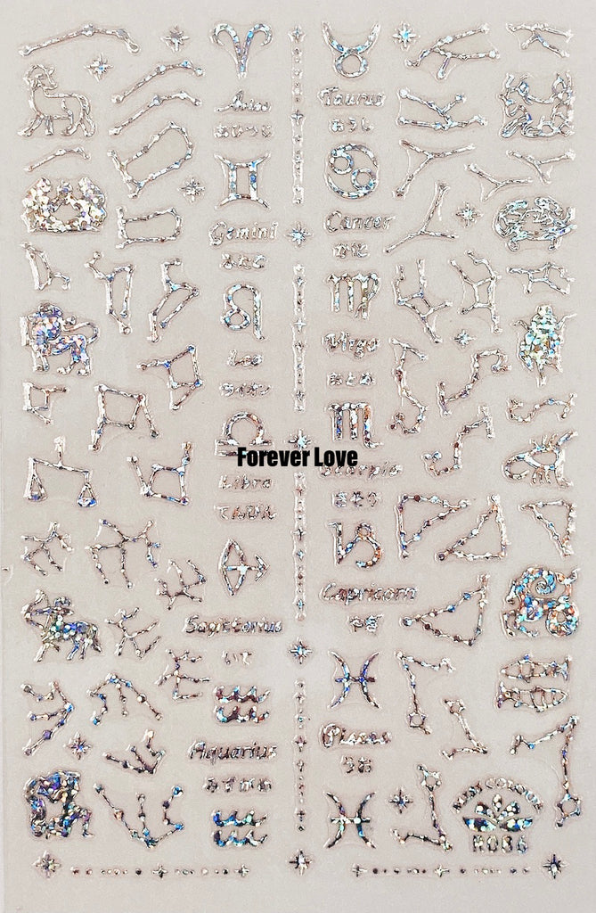 Forever Love Nail Art Stickers Decals Zodiac