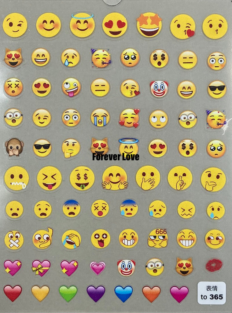 Forever Love Nail Art Stickers Decals Emotion Emoji Facial Expressions