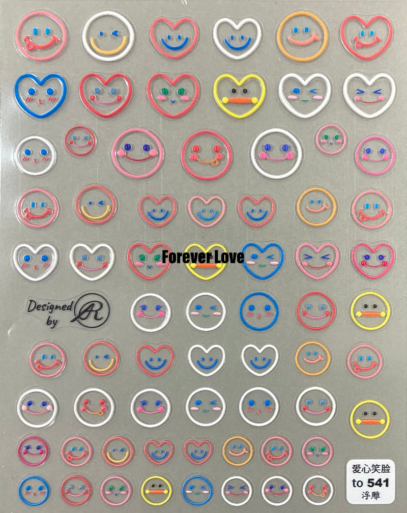 Forever Love Nail Art Stickers Decals Facial Expressions