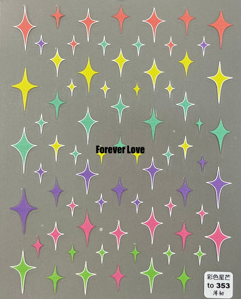 Forever Love Nail Art Stickers Decals Twinkle Stars