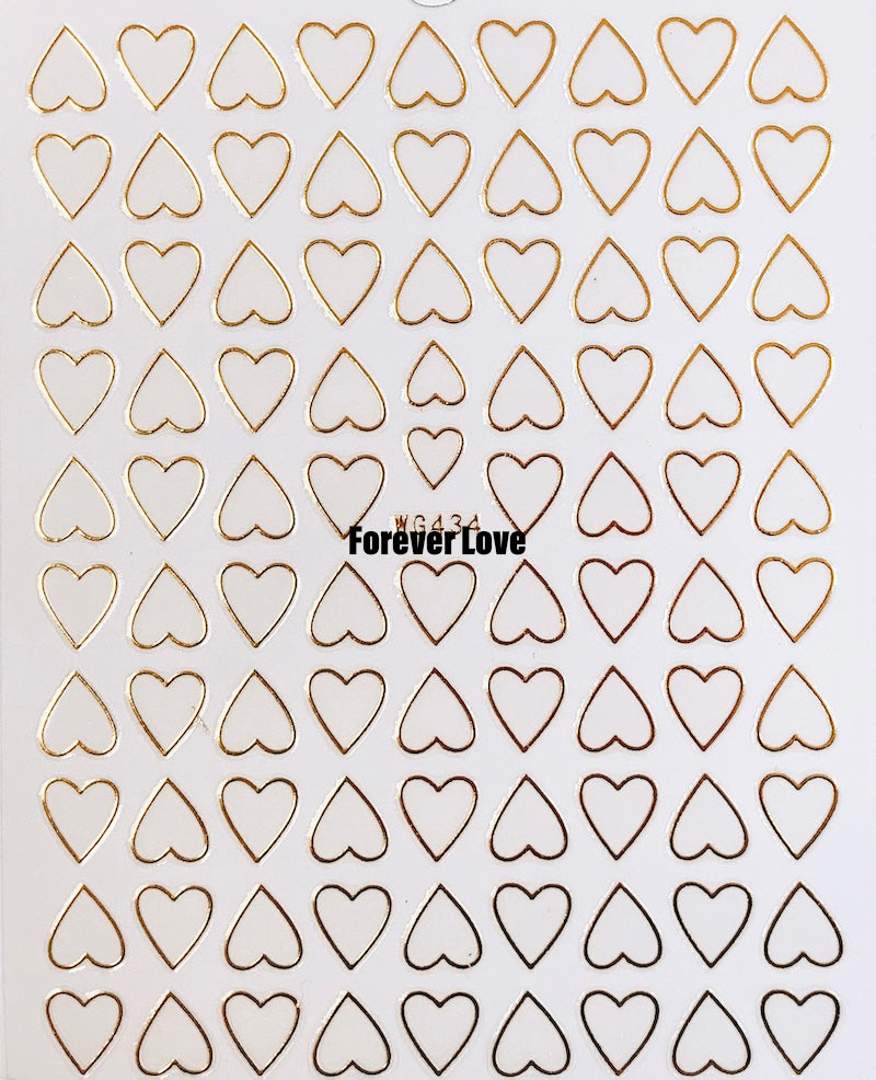 Forever Love Nail Art Stickers Decals Hearts