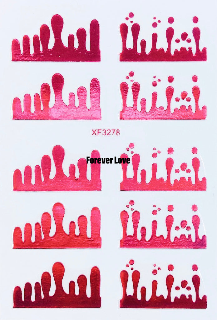 Forever Love Nail Art Stickers Decals Paint Drips