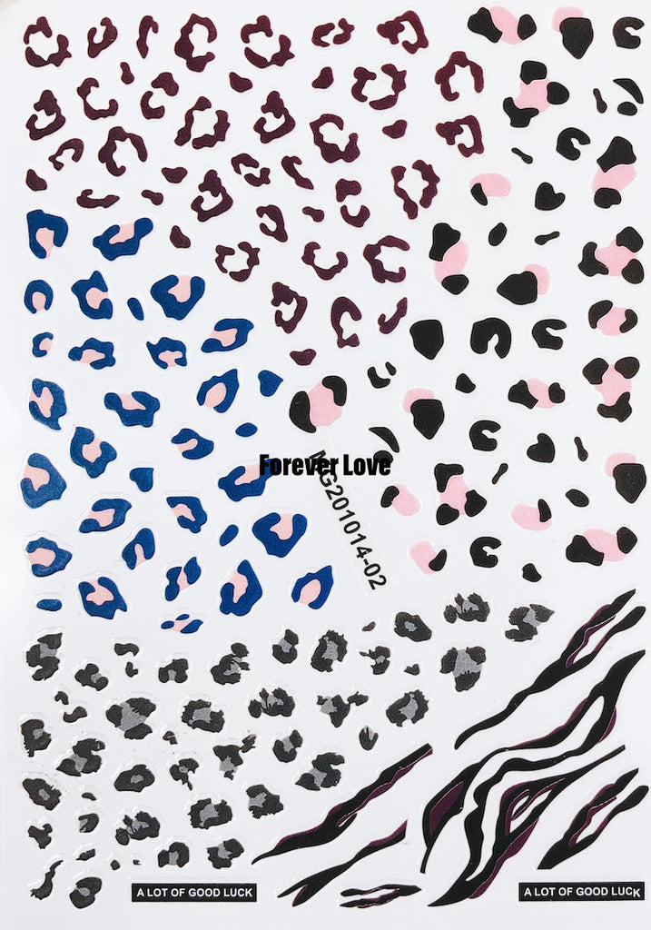 Forever Love Nail Art Stickers Decals Cow Milk Graffiti