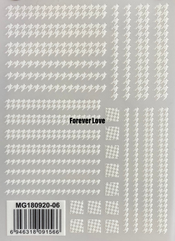 Forever Love Nail Art Stickers Decals Plaid Check Patterns