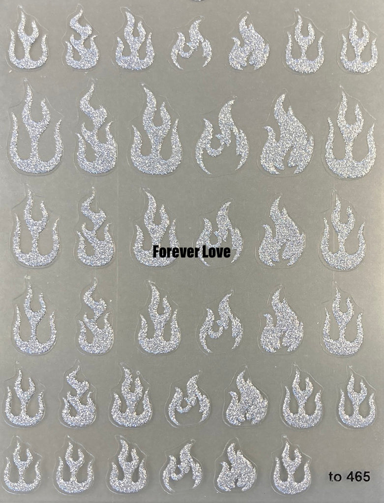 Forever Love Nail Art Stickers Decals Fire Flames