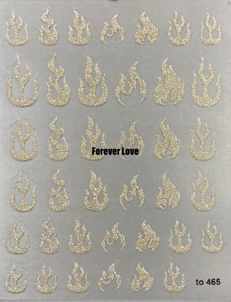 Forever Love Nail Art Stickers Decals Fire Flames