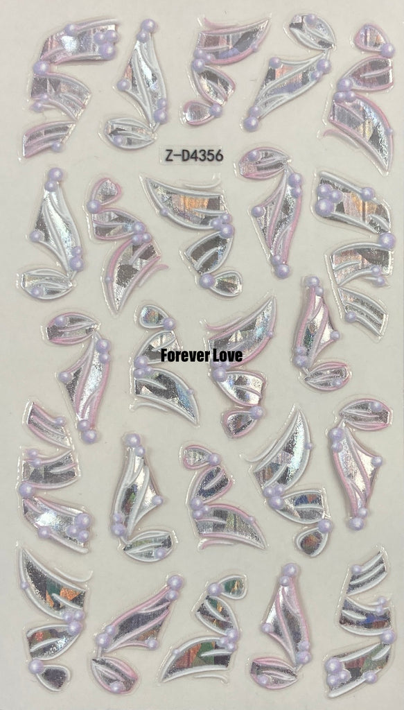 Forever Love Nail Art Stickers Decals 5D Embossed Ribbons