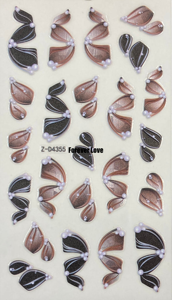 Forever Love Nail Art Stickers Decals 5D Embossed Ribbons