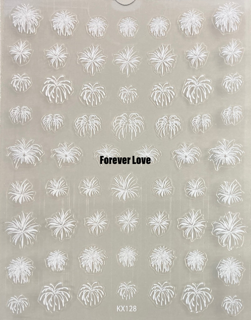 Forever Love Nail Art Stickers Decals Fireworks