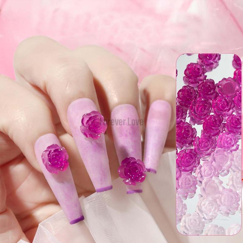 Forever Love Nail Art Charms Sun Light UV Sensitive Color Changing 3D Flowers