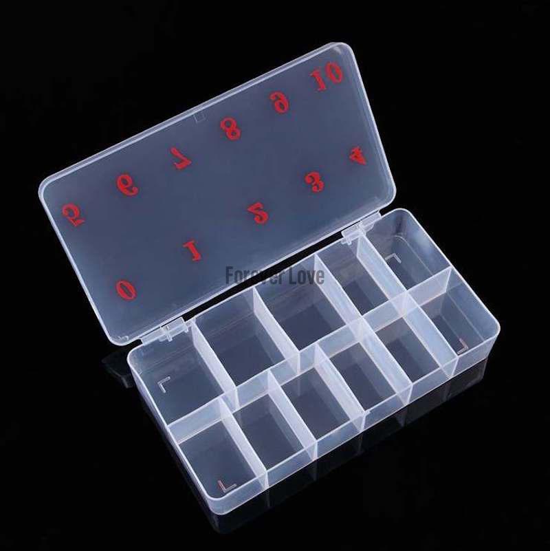 Forever Love Empty Nail Tip Box Container Empty Transparent False Nail Art Tips Rhinestone Storage Case Box Container