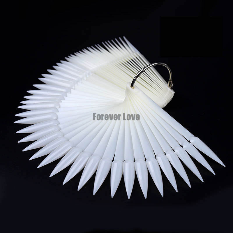 Fan Shaped False Tip Display with Metal Ring Holder Pointed Tips 03 - Forever Love ( Pack of 50)