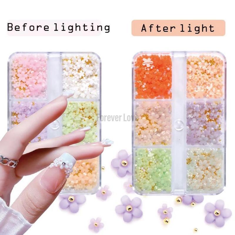 Forever Love Nail Art Charms Sun Light UV Sensitive Color Changing 3D Flowers