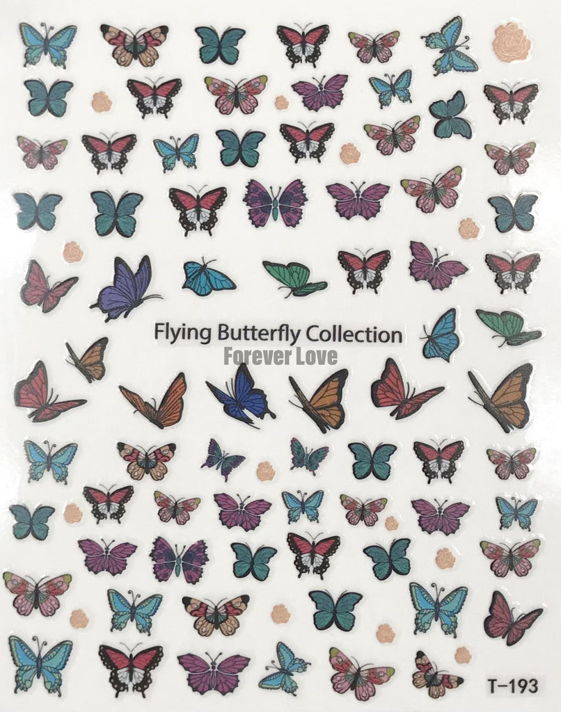 Forever Love Nail Art Stickers Decals Butterflies